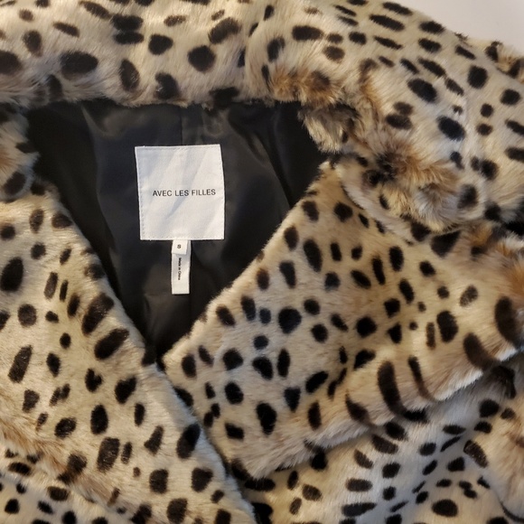 Avec Les Filles Leopard Print Car Coat Faux Fur - Picture 6 of 7